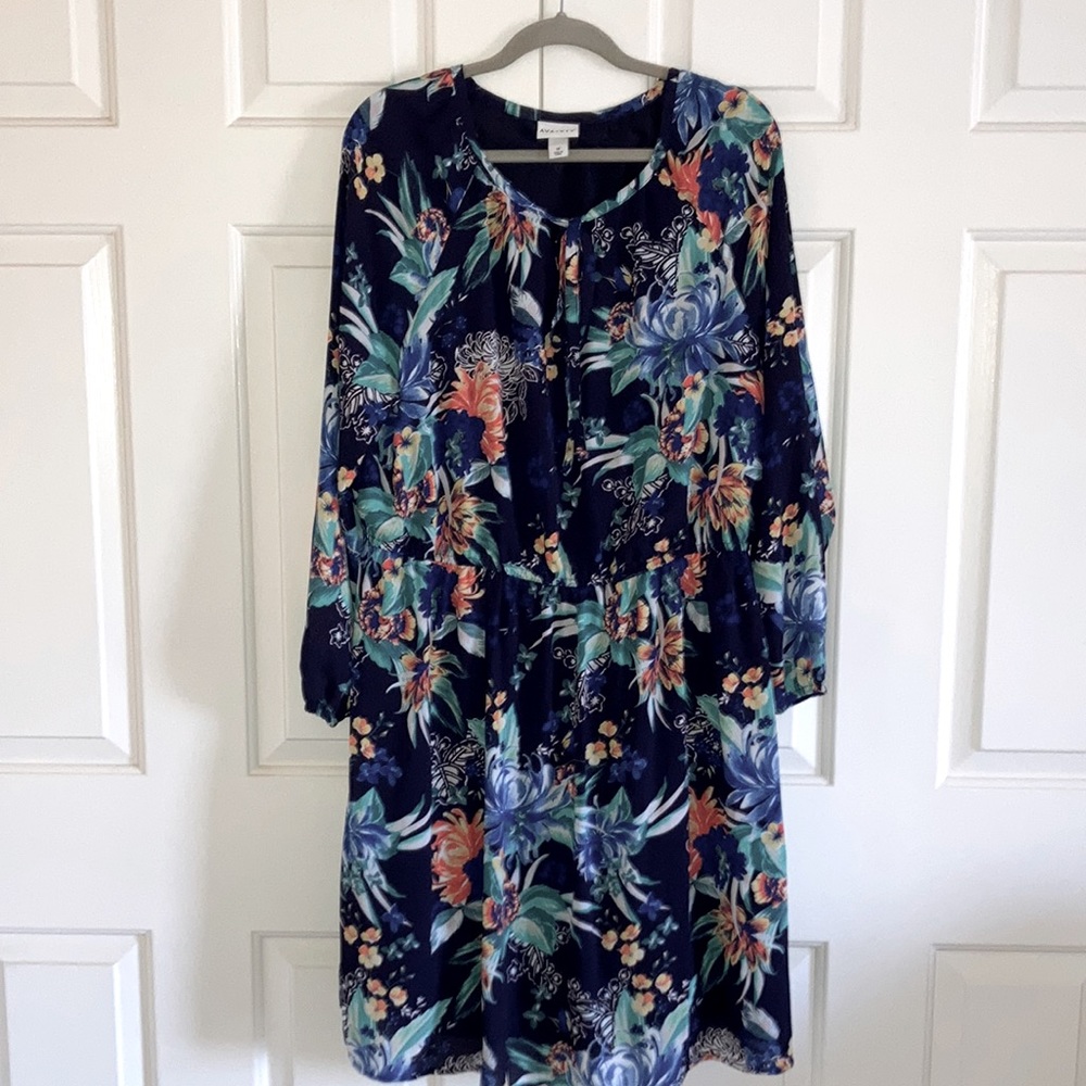 Plus size tropical floral knee length dress 1x